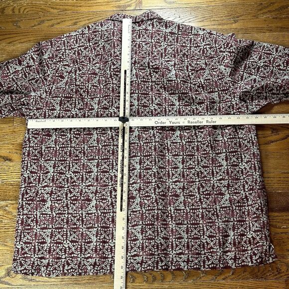 Vintage Eddie Bauer Shirt Adult XL Tall Geometric Print Linen Maroon Men’s‎ - Picture 6 of 6
